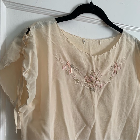 Vintage silk embroidered blouse Doen Style - Picture 3 of 9